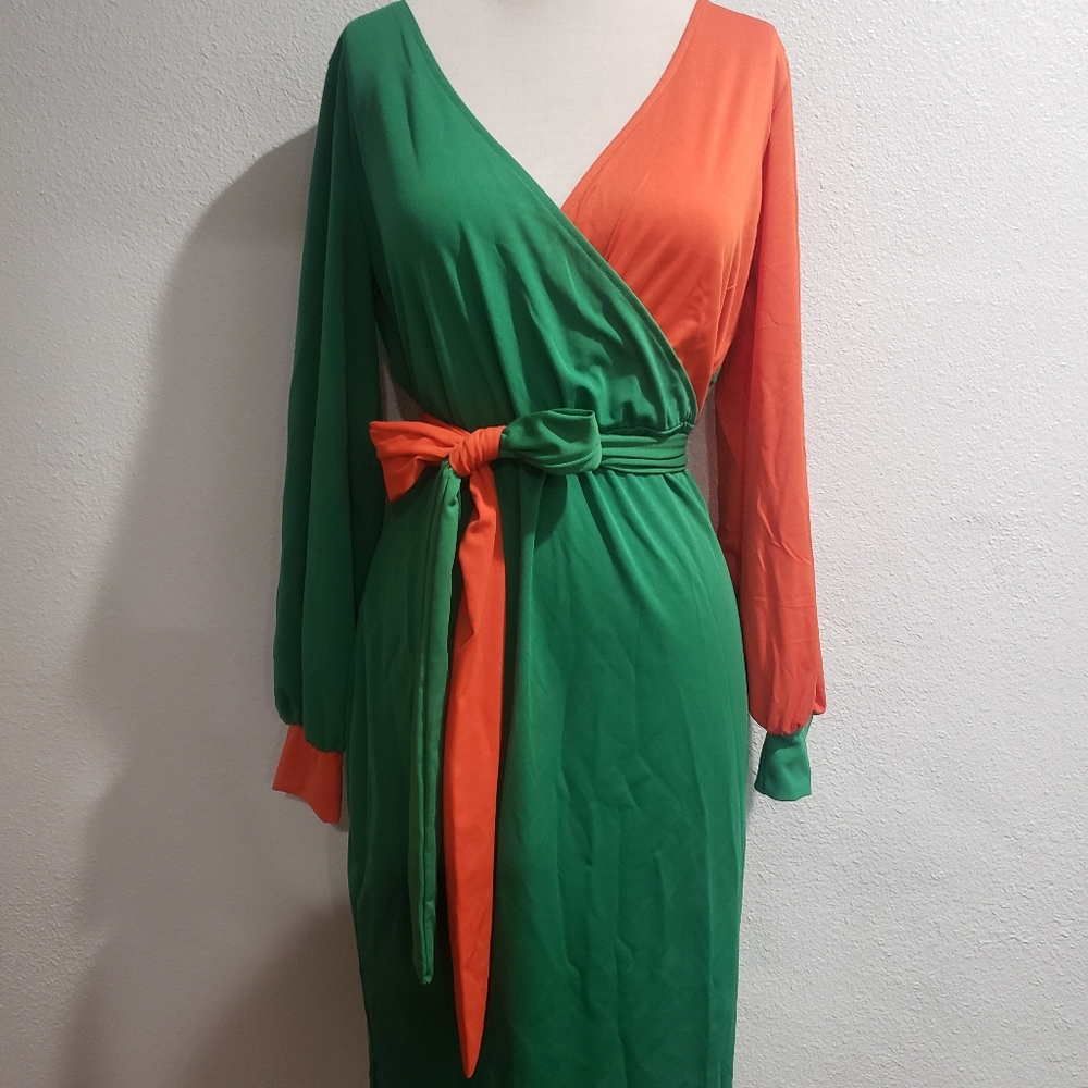 NWOT - Multi-colored Wrap Dress - Picture 2 of 4